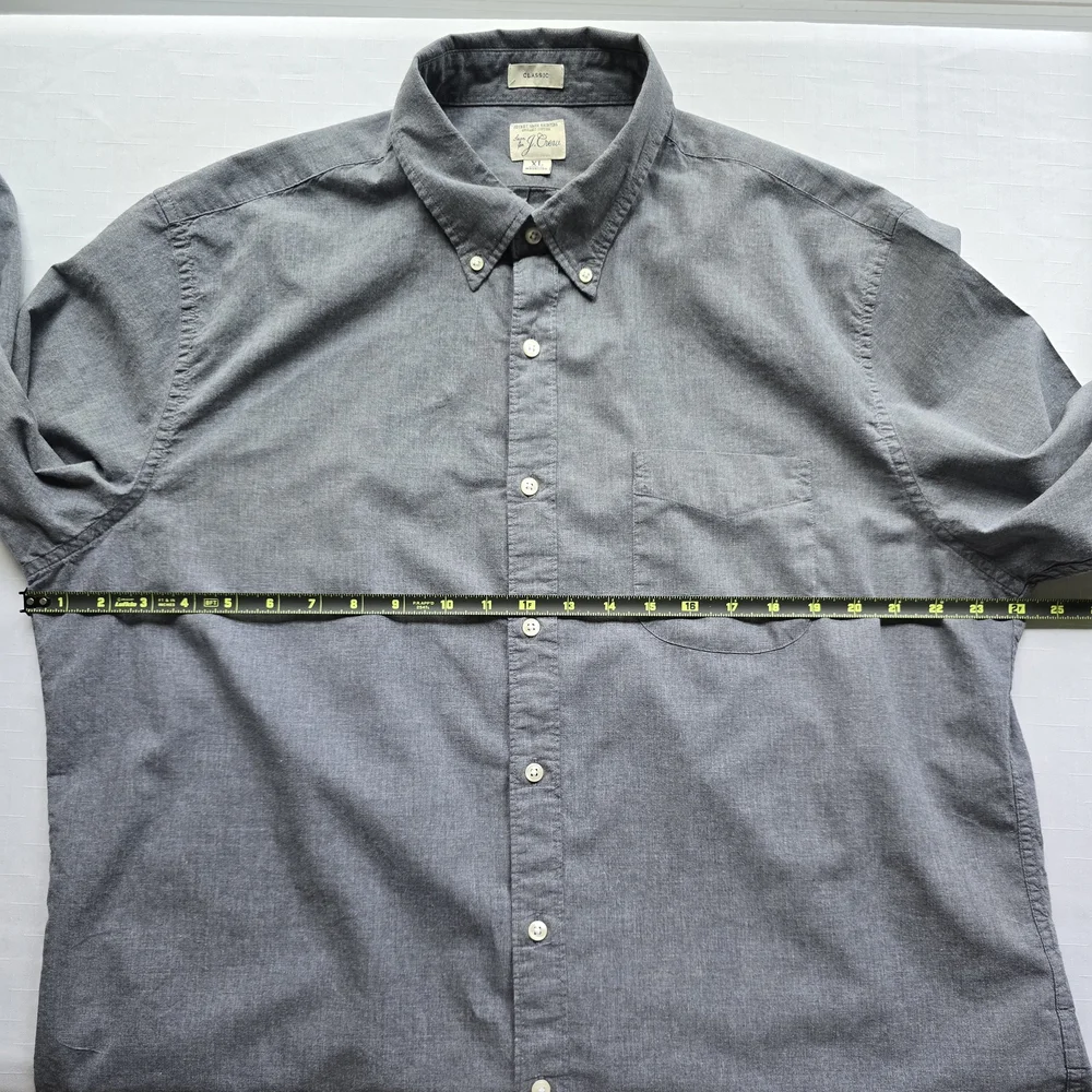 J. Crew Gray Classic Button-Down Organic Cotton Minimalist Core Soft